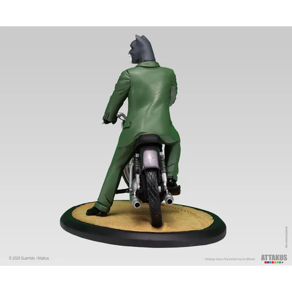 Figurine Blacksad sur sa moto Triumph, Attakus