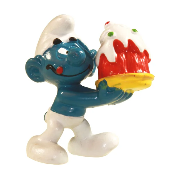 Figurine Schtroumpf (sous blister) SCHTROUMPF AVEC UN GATEAU - figurine plastique 5 cm