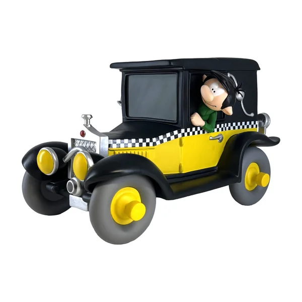 Figurine tirelire Gaston Lagaffe et son Taxi Fiat 509 Plastoy 2024 (080269)