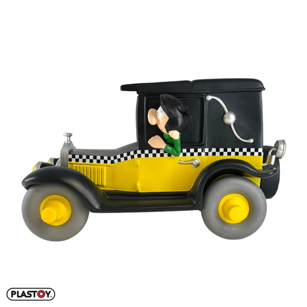 Figurine tirelire Gaston Lagaffe et son Taxi Fiat 509 Plastoy 2024 (080269)