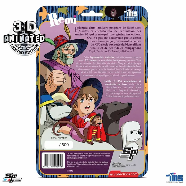 Figurine/Pin's Rémi sans Famille, en blister card lenticulaire SP Collections 2025