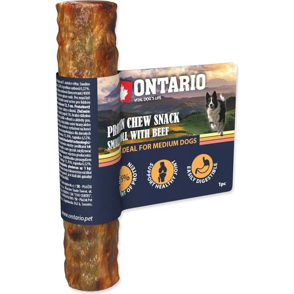 Friandise Ontario Protein bœuf, rouleau à mâcher petit 12,7 cm, Medium