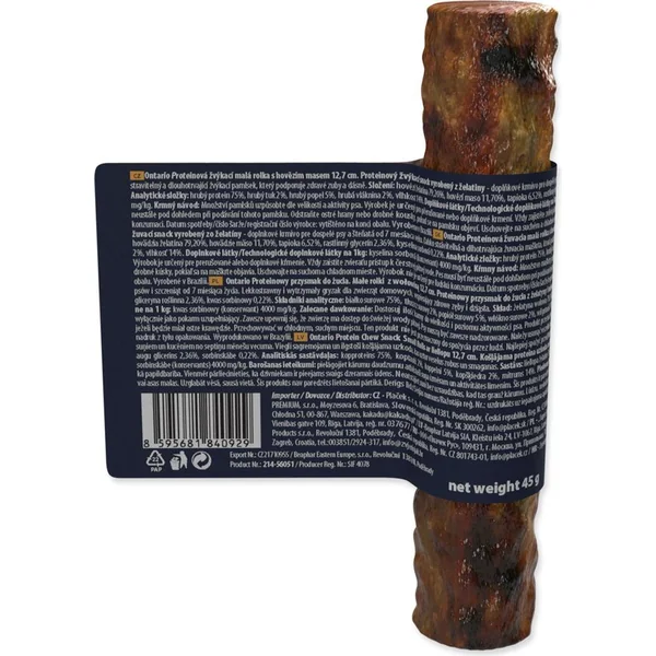 Friandise Ontario Protein bœuf, rouleau à mâcher petit 12,7 cm, Medium