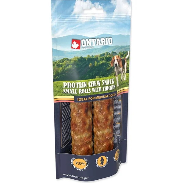 Friandise Ontario Protein poulet, rouleau à mâcher petit 2pcs 12,7cm, Medium