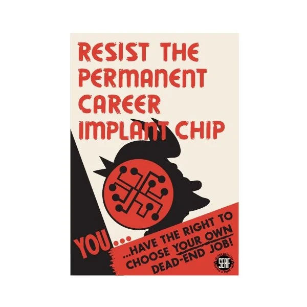 FUTURAMA - "resist the permanent career implant chip" - panneau métal 21 x16 cm