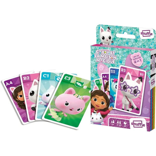 GABBY ET LA MAISON MAGIQUE - SHUFFLE - JEU DE FAMILLE GABBY 4 EN 1