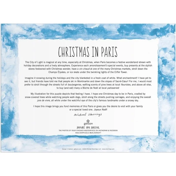 Galison Puzzle en feuille Michael Storrings Noël à Paris 1000 pièces