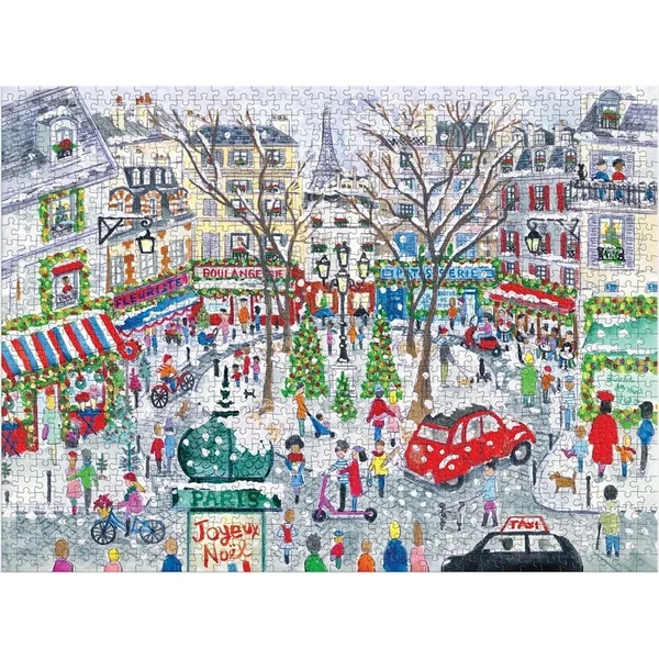 Galison Puzzle en feuille Michael Storrings Noël à Paris 1000 pièces