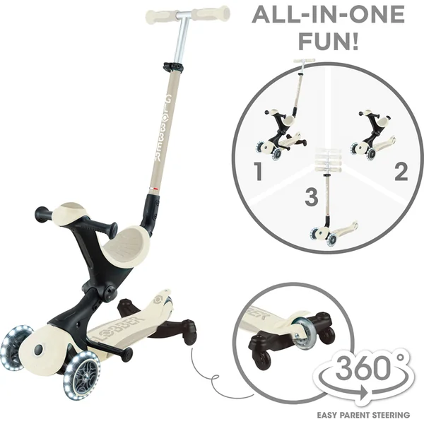 Globber trottinette Go Up deluxe lights ecologic 360 ° coconut