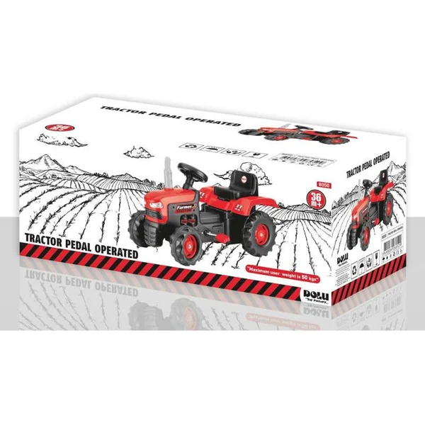 Grand tracteur à pédales, rouge