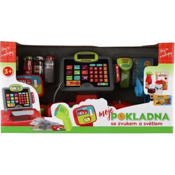 Grande caisse enregistreuse numérique en plastique à piles avec son et lumière dans une boîte