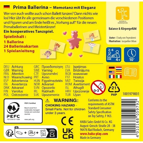 Haba Mini jeu pour enfants Prima Ballerina à partir de 4 ans