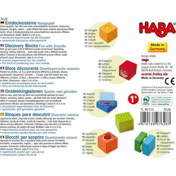 Haba Premiers cubes de découverte pour les tout-petits Perception sonore à partir de 12 mois