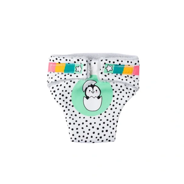 Heless - Dolls - Penguin Dotty Reusable Doll Cloth Diapers Set - 18M+ - Sustainable