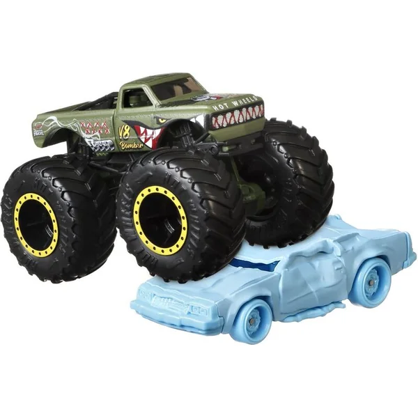Hot Wheels Moster trucks 1:64 avec une voiture anglaise