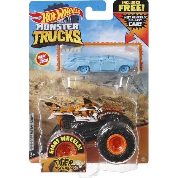 Hot Wheels Moster trucks 1:64 avec une voiture anglaise