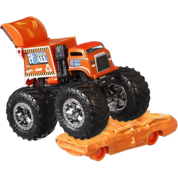 Hot Wheels Moster trucks 1:64 avec une voiture anglaise