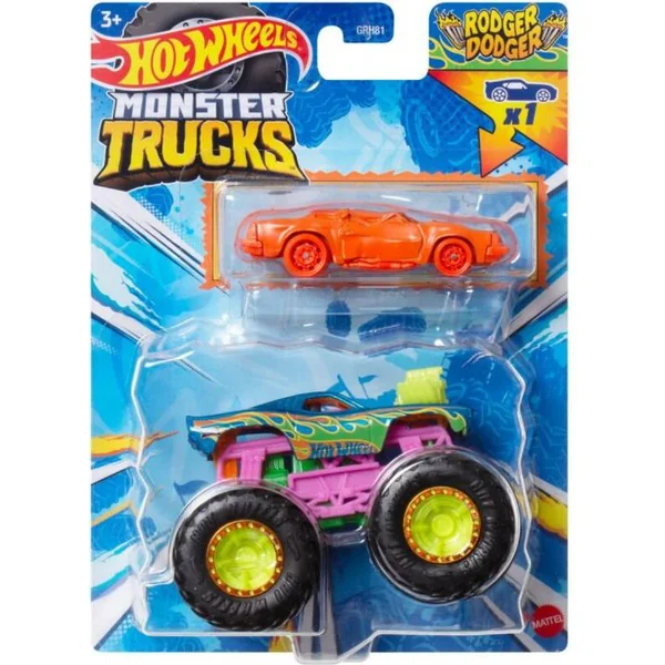 Hot Wheels Moster trucks 1:64 avec une voiture anglaise