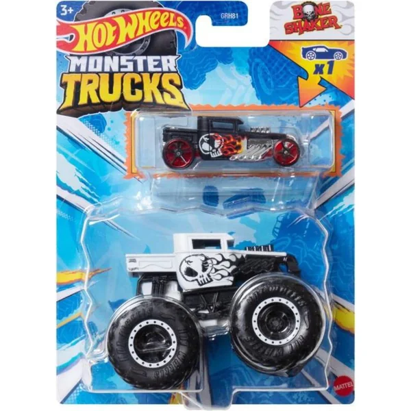 Hot Wheels Moster trucks 1:64 avec une voiture anglaise