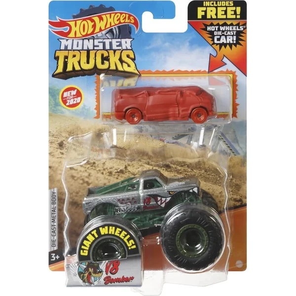 Hot Wheels Moster trucks 1:64 avec une voiture anglaise