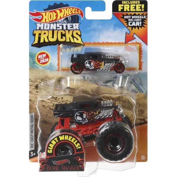 Hot Wheels Moster trucks 1:64 avec une voiture anglaise