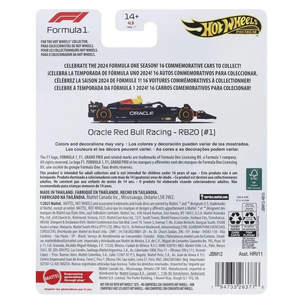 HOT WHEELS - VEHICULE FORMULE 1 1/64 RED BULL-MAX VERSTAPPEN #1