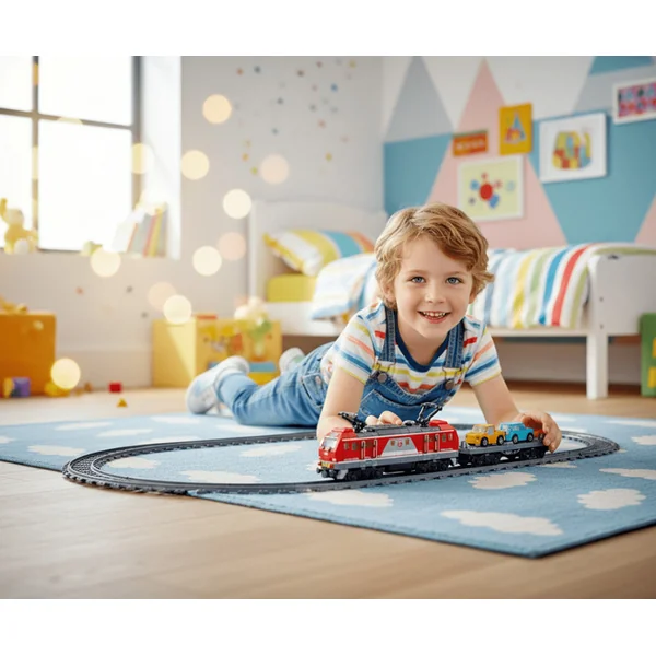 iM.Master Ensemble de train rouge avec voitures 53,6x12x6 cm