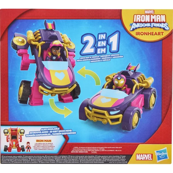 IRON MAN AND HIS AWESOME FRIENDS - FIGURINE ARMURE ET VEHICULE 2-EN-1 - IRON HEART