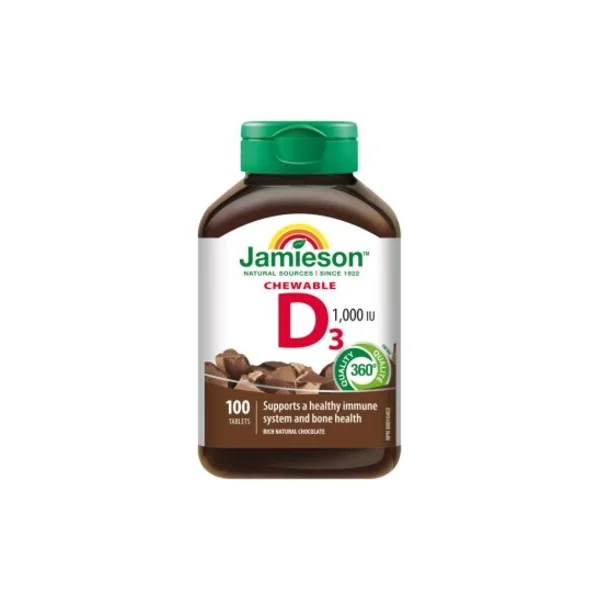Jamieson Vitamine D3 1000 UI comprimés à sucer saveur chocolat 100 comprimés