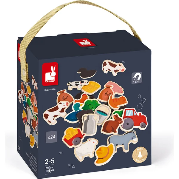 Janod Aimants en bois pour enfants Ferme 24 pcs