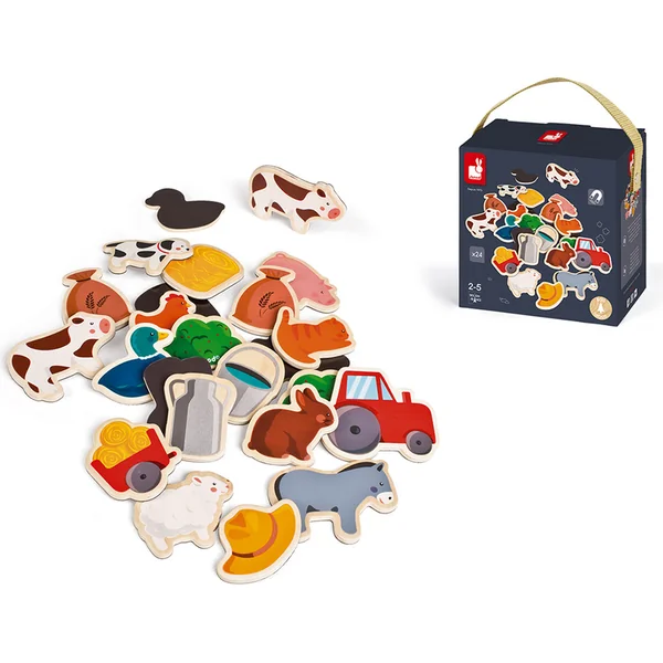 Janod Aimants en bois pour enfants Ferme 24 pcs