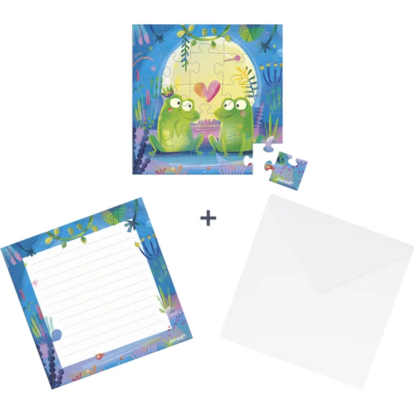 Janod Carte d'anniversaire avec puzzle Amour dans l'étang