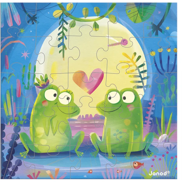 Janod Carte d'anniversaire avec puzzle Amour dans l'étang
