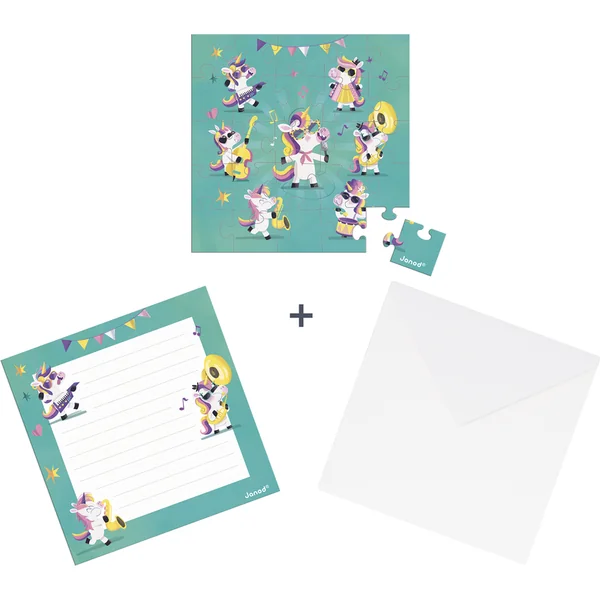 Janod Carte d'anniversaire avec puzzle Licorne
