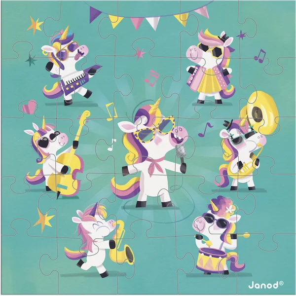 Janod Carte d'anniversaire avec puzzle Licorne