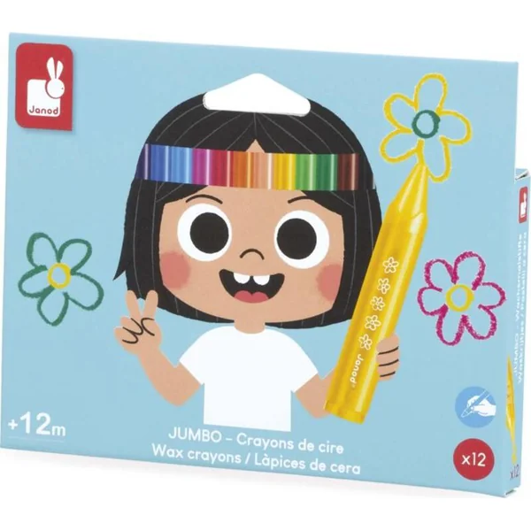 Janod Colorino Crayons triangulaires 12 couleurs
