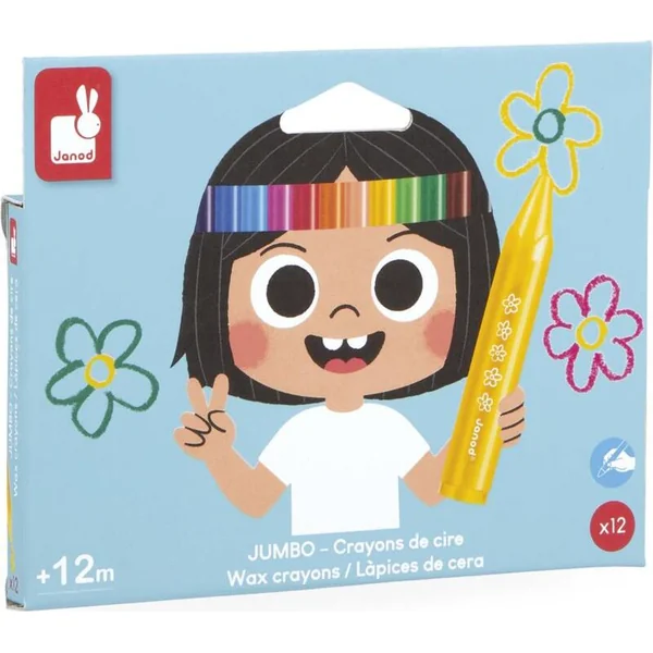 Janod Colorino Crayons triangulaires 12 couleurs