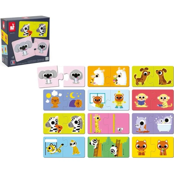 Janod Duonimo Puzzle Trouve les contraires animaux 24 pcs