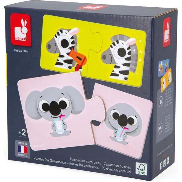 Janod Duonimo Puzzle Trouve les contraires animaux 24 pcs