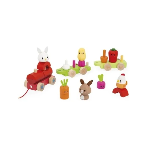 Janod Farm Train en bois Ferme