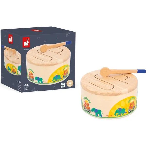 Janod Gioia Instrument de musique en bois pour enfants Tambour