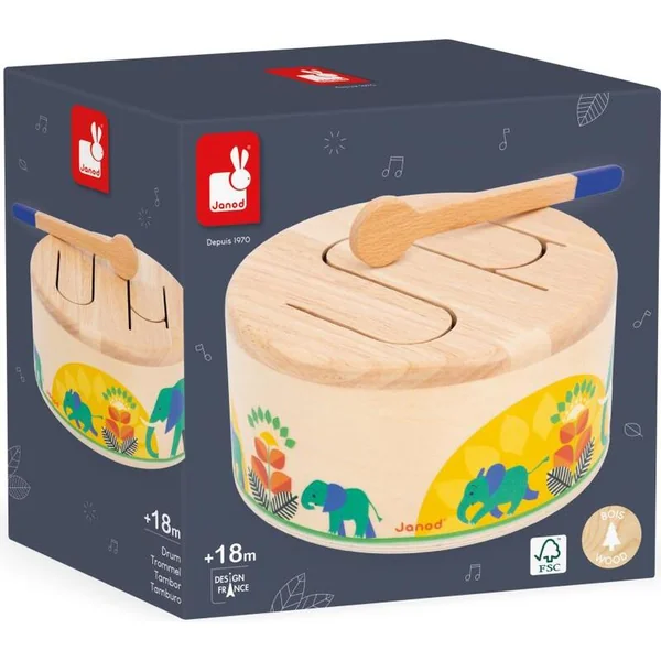 Janod Gioia Instrument de musique en bois pour enfants Tambour