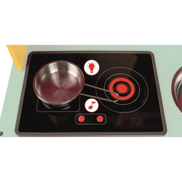 Janod Grande cuisine en bois Happy Day jaune verte avec accessoires