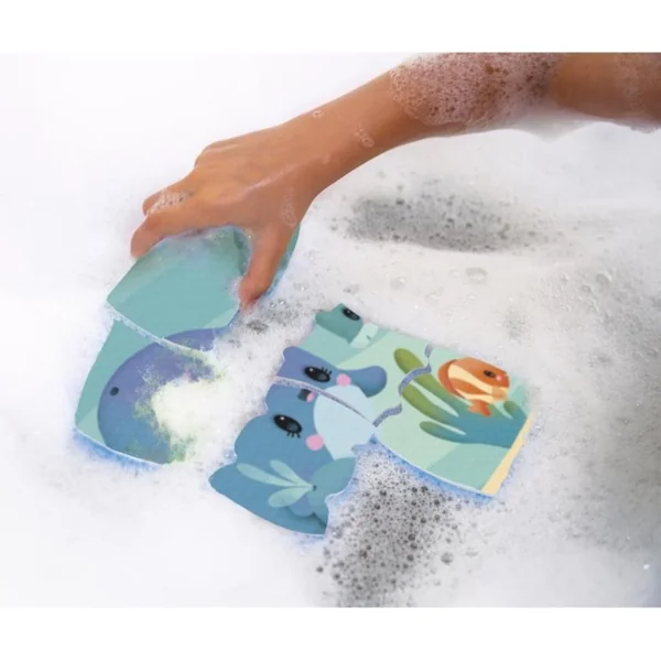 Janod Jouet de bain Puzzle mural doux animaux marins 28 pcs
