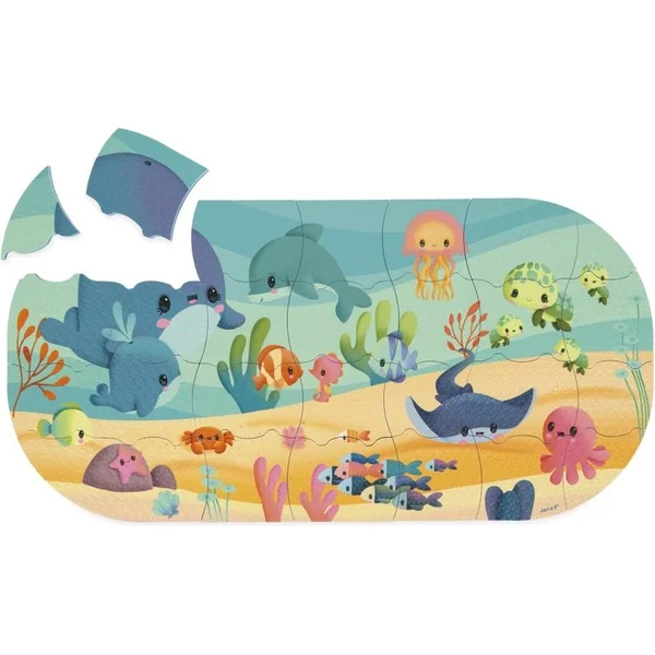 Janod Jouet de bain Puzzle mural doux animaux marins 28 pcs