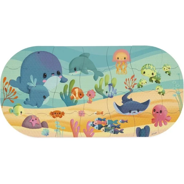 Janod Jouet de bain Puzzle mural doux animaux marins 28 pcs