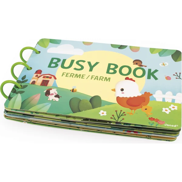 Janod Livre d'activités interactif Ferme Busy Book à partir de 3 ans