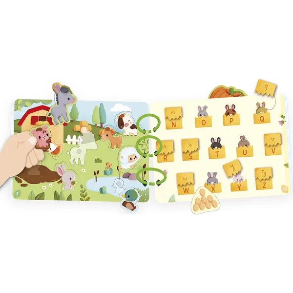Janod Livre d'activités interactif Ferme Busy Book à partir de 3 ans