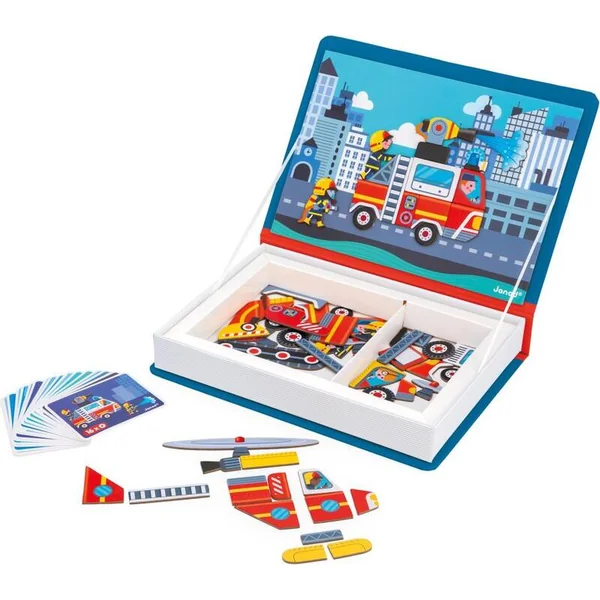 Janod Magnetibook Pompiers Livre magnétique pour enfants