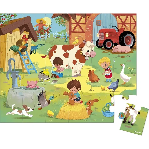 Janod Puzzle en valise Journée à la ferme 24 pcs